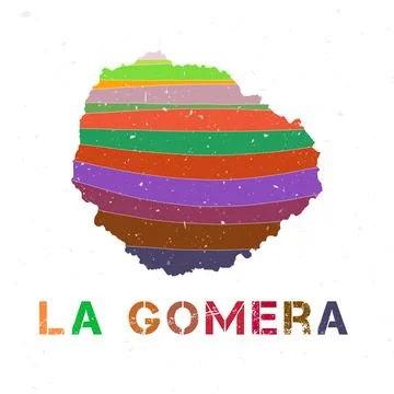 La Gomera map design. Shape of the island with beautiful geometric waves an.. Stock Photos