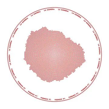 La Gomera round logo. Digital style shape of La Gomera in dotted circle wit.. Stock Illustration