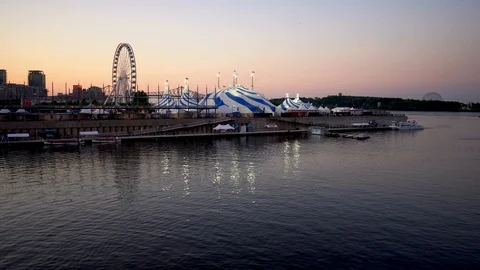La Grande Roue and Cirque du Soleil at the Old Port of Montreal Stock Footage 116358983