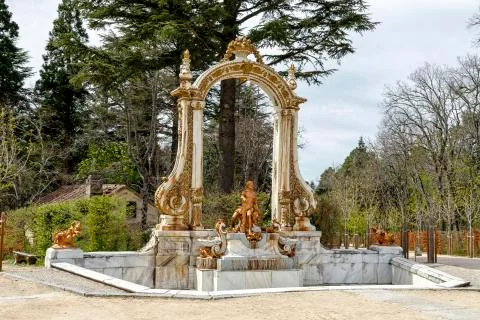 La Granja. Source Statue of Hercules Fotos de archivo