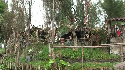 La Isla de la Munecas - Island of the dead Dolls. Xochimilco, Mexico. Stock Footage 48244019