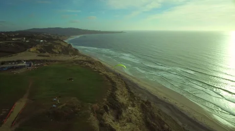 La Jolla Aerial Blacks Beach Paragliding Stock Footage 48112250
