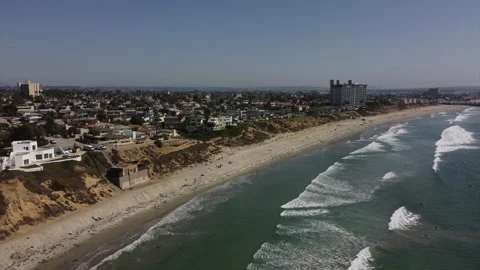 La Jolla Beach with waves, Drone Shot 2 Stock Footage 163482023