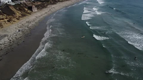 La Jolla Beach with waves, Drone Shot 1 Stock Footage 163484286