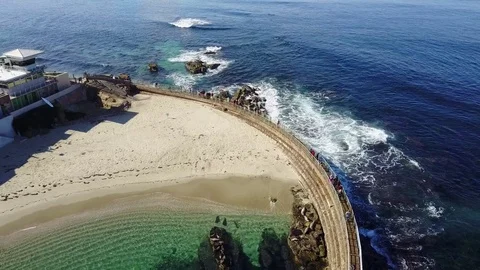 La Jolla, CA - Children's Pool La Jolla - Drone Video Video stock 79807397