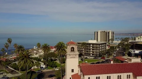 La Jolla, CA - St. James Episcopal Church - Drone Video Video stock 79807656