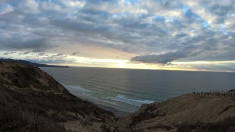 La Jolla cliffs on a dark, gloomy afternoon Stock Footage 82098210