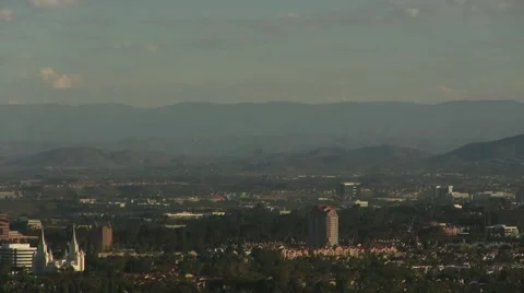 La jolla day high angle highway castle looking building mountains trees house Stock Footage 44526767