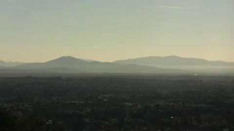 La jolla day high angle lookout point trees houses and mountains 3 Stock Footage 44541130