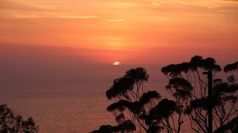 La Jolla Sunset Static Orange Stock Footage 166539196