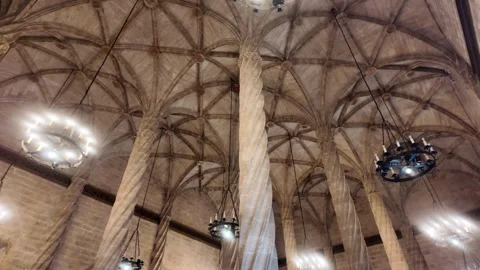 La Lonja de la Seda - Interior Architecture Museum Hall. Stock Footage 328996105