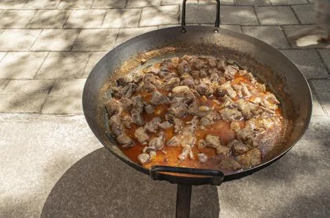 La Mancha stew with lamb. 库存照片