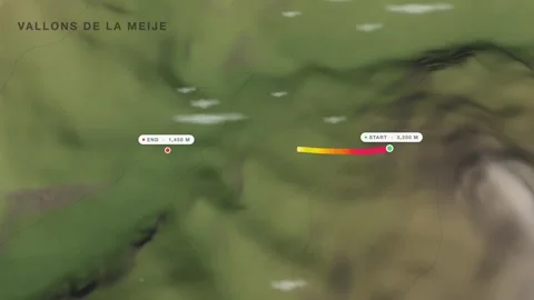 La meije vallons de 3d terrain route map seamless loop Stock Footage 341938800