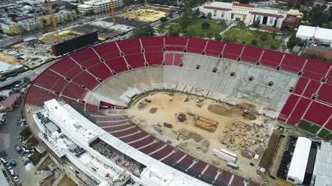 LA Memorial Coliseum Seating Bowl Construction, 4K Stock Footage 201459595