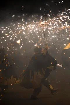 La Merce, Correfoc, fire run Stock Photos