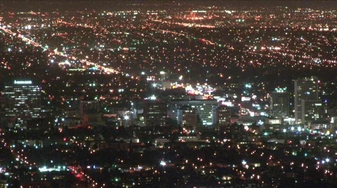 LA mid-city lightscape Stock Footage 654851