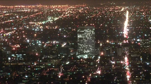 LA mid-city lightscape slo-sht Stock Footage 654849