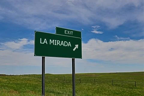 LA MIRADA US Highway Exit Sign Stock Photos