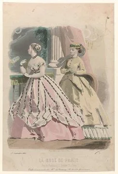 La Mode de Paris, 1 Septembre 1866: Etoffes et NouvautÃ s (...). Two women.. Photos