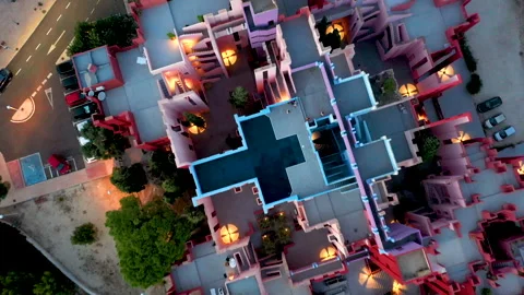 La Muralla Roja is a postmodern apartment complex in Manzanera, Calpe, Spain. Stock Footage 142097595