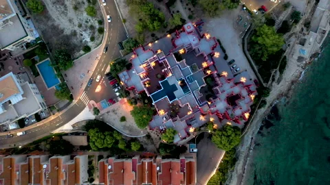 La Muralla Roja is a postmodern apartment complex in Manzanera, Calpe, Spain. Stock Footage 142097732