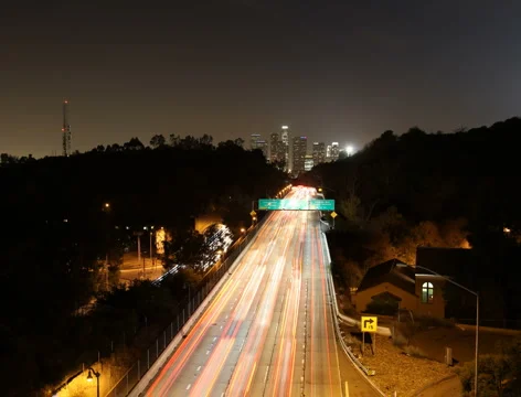 LA Night traffic timelampse 4k film 24p Stock Footage 1089282