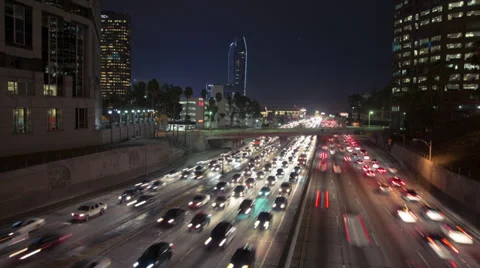 LA NIGHT TRAFFIC - TIMELAPSE 1 Stock Footage 33733381