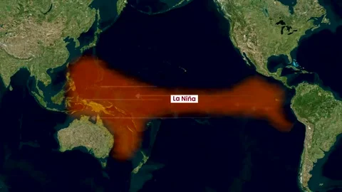 La Nina Weather Pattern Trade Winds Flow Cold Ocean Temperature Animation Stock Footage 335801516
