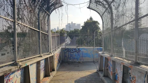 LA Overpass Bridge Freeway Graffiti DTLA... Stock Video Pond5