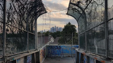 LA Overpass Bridge Freeway Graffiti DTLA... Stock Video Pond5