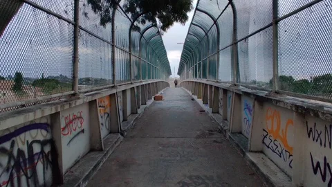 LA Overpass Bridge Freeway Graffiti DTLA... Stock Video Pond5