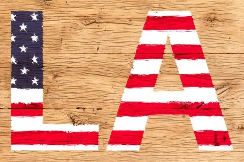 La painted with pattern of flag united states old oak wood Stock Photos