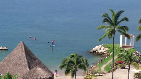 La Palapa, paddle board, beach Stock Footage 81182444