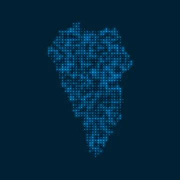 La Palma dotted glowing map. Shape of the island with blue bright bulbs. Ve.. Stock Photos