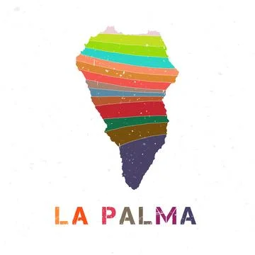 La Palma map design. Shape of the island with beautiful geometric waves and.. 스톡 일러스트