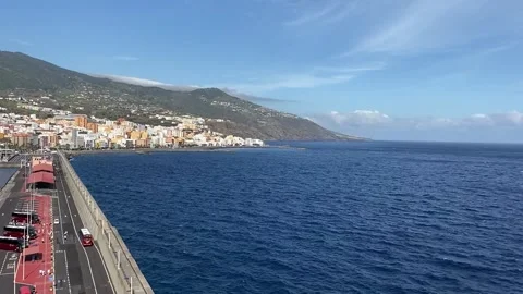 LA PALMA panoramic view on Santa Cruz de La Palma from cruise ship Stock Footage 153598459