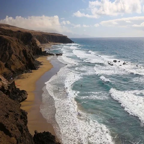 La Pared beach on Fuerteventura island, Canary Islands, Spain. Stock Footage