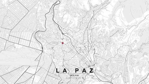 La Paz Bolivia city map aerial view with location pin Stock Footage 333449739