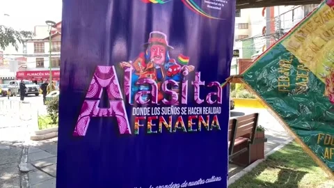 La Paz seeks prosperity with miniature wishes fair after weeks of unrest, La Paz Stock Footage 338263224