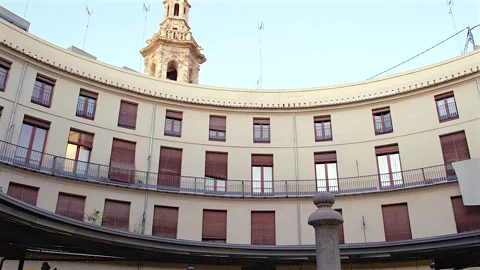 La Placa Redona and view of Santa Catalina Church, Valencia, Spain Stock-Footage 297267517