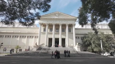 La Plata, Argentina; 06 27 2026: Facade and stairs La Plata Museum - D-Log M Stock Footage 340236289