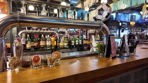 La Plata, Argentina; 07 27 2026: cocktail garnish station at Baxar Mercado Stock Footage 343322864