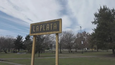La Plata, Argentina; 08 08 2026: Railway nameplate at Station D-Log M Stock Footage 342573575