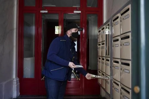 La Poste reduce working time of its employees, Paris, France - 24 Mar 2020 Stock Photos