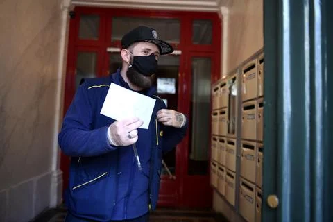 La Poste reduce working time of its employees, Paris, France - 24 Mar 2020 Stock Photos