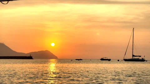La Punta, Peru - Sailing during sunset Stock Footage 193238995