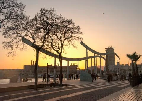 La Rambla de Mar at sunset Stock Photos