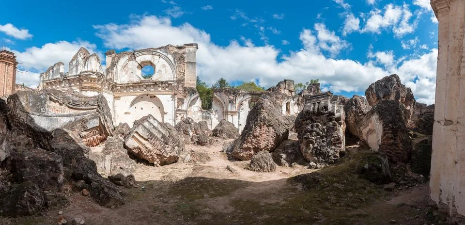 La Recoleccion Architectural Complex in Antigua, Guatemala. It is a former .. Stock Photos