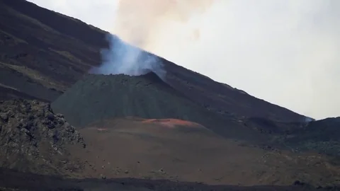La Reunion Piton de la Fournaise volcano eruption Stock Footage 69087290