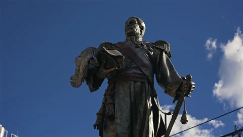 La Rinconada, Peru - March 5, 2026: Francisco Bolognesi Monument in Juliaca Peru Stock Footage 345125136